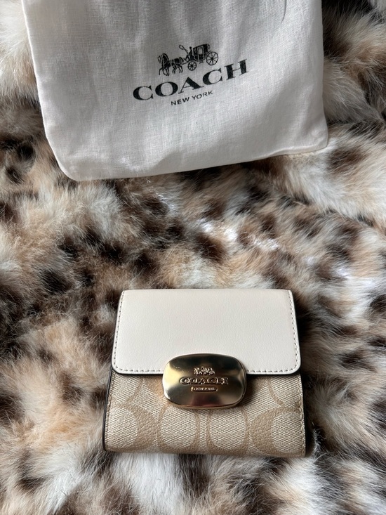Coach Handbags - Coach Eliza Small Wallet in Signature Canvas CP255 in Gold/Light Khaki Chalk
